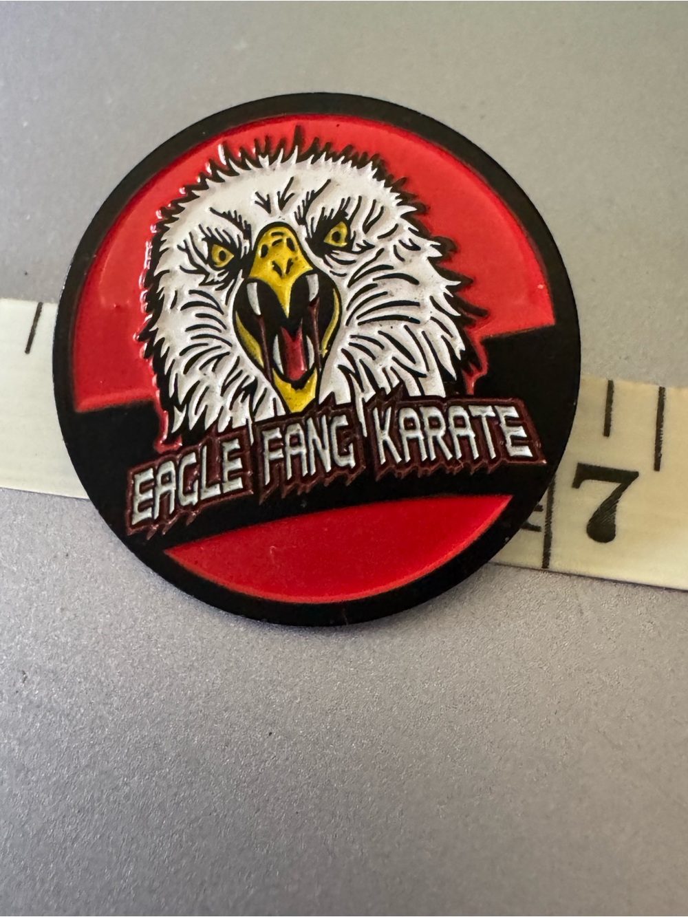 Eagle Fang Karate Round Enamel Pin - Red, Black, White